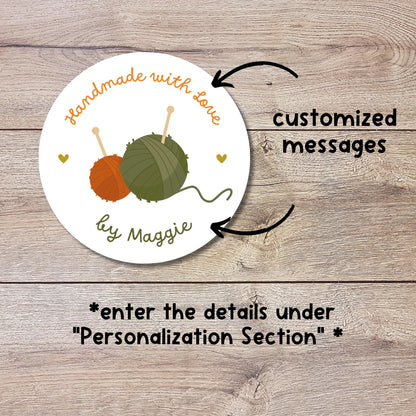 Personalized Handmade with Love Stickers, Customized Knitted Goods Small Business Product Packaging Labels