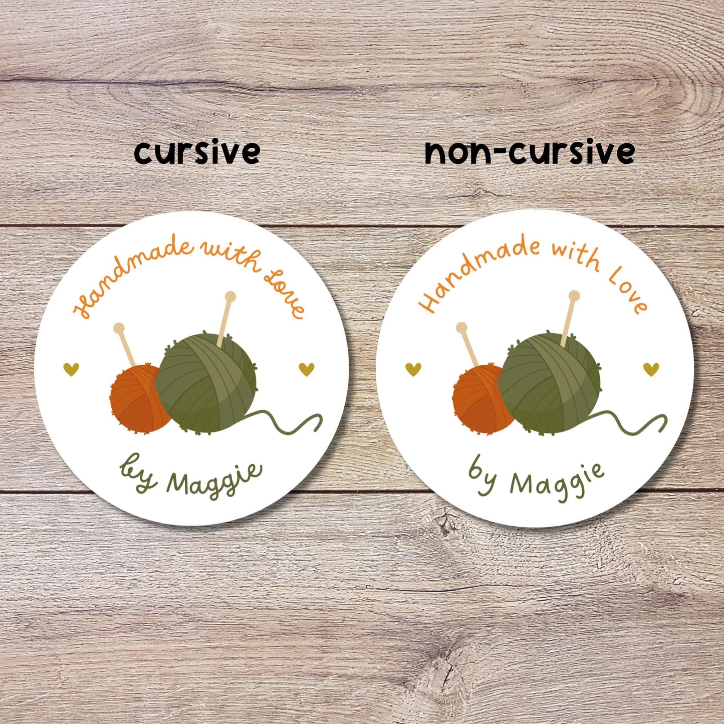Personalized Handmade with Love Stickers, Customized Knitted Goods Small Business Product Packaging Labels