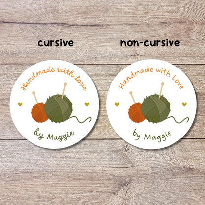 Personalized Handmade with Love Stickers, Customized Knitted Goods Small Business Product Packaging Labels