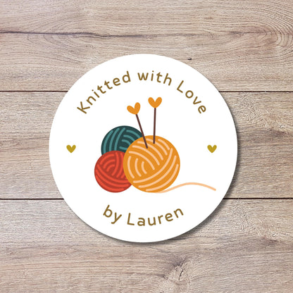 Personalized Knitted with Love Stickers, Customized Handmade Homemade Small Business Product Packaging Labels