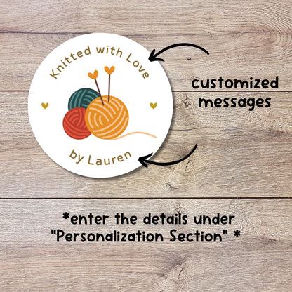Personalized Knitted with Love Stickers, Customized Handmade Homemade Small Business Product Packaging Labels
