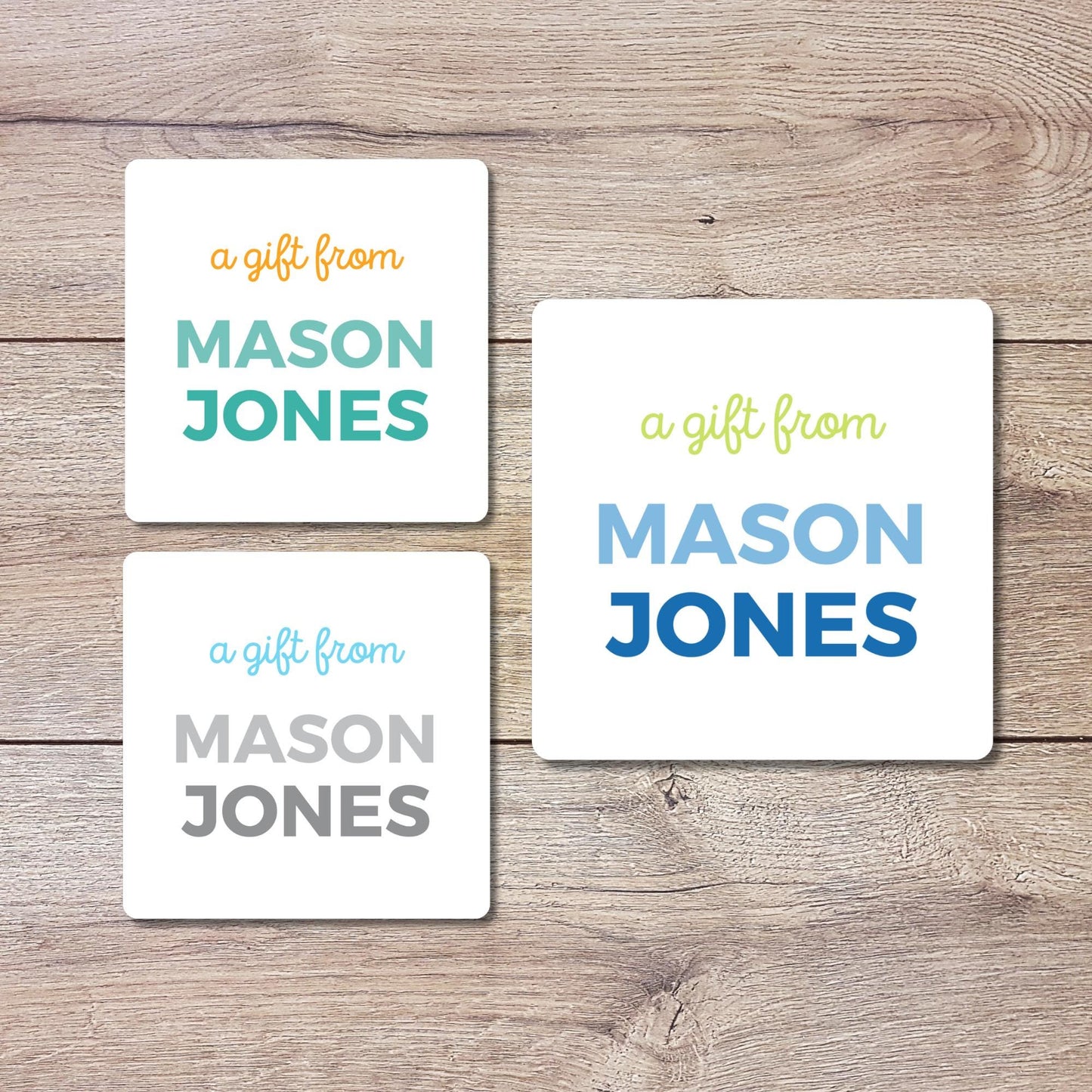 Personalized A Gift From Square Stickers, Custom Kids Birthday Party Favor Teacher Gift Bags Labels