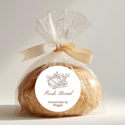 Personalized Fresh Bread Homemade By Stickers, Custom Baking Small Business Bakery Packaging Labels