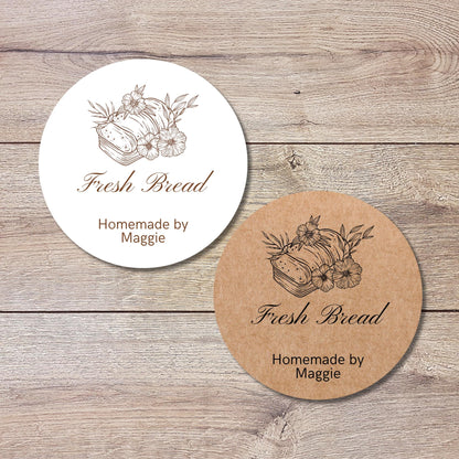 Personalized Fresh Bread Homemade By Stickers, Custom Baking Small Business Bakery Packaging Labels