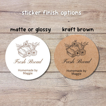 Personalized Fresh Bread Homemade By Stickers, Custom Baking Small Business Bakery Packaging Labels