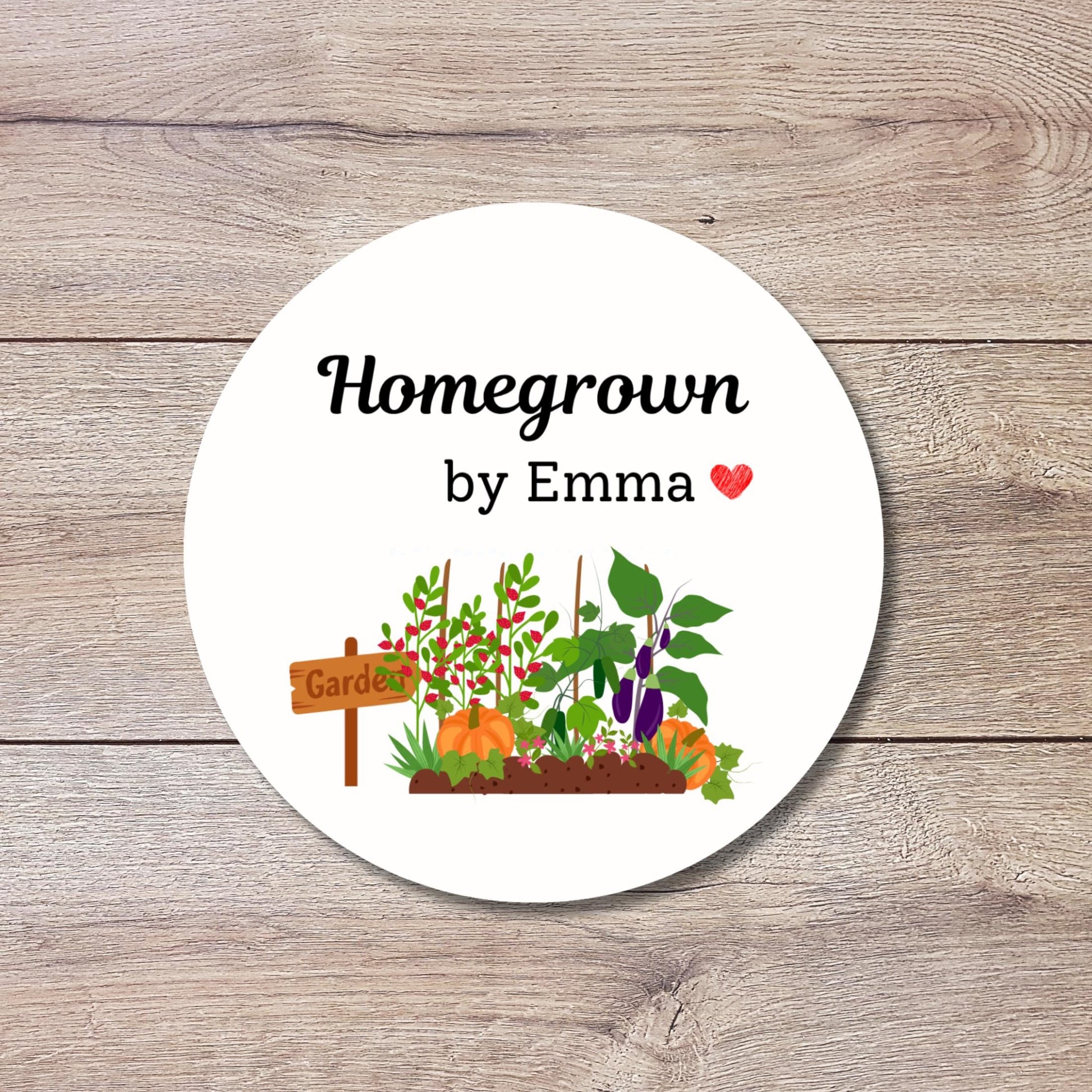 Homegrown Vegetable Personalized Stickers, Customized Labels for Gardening, Fresh Produce Farmers Market Packaging Labels