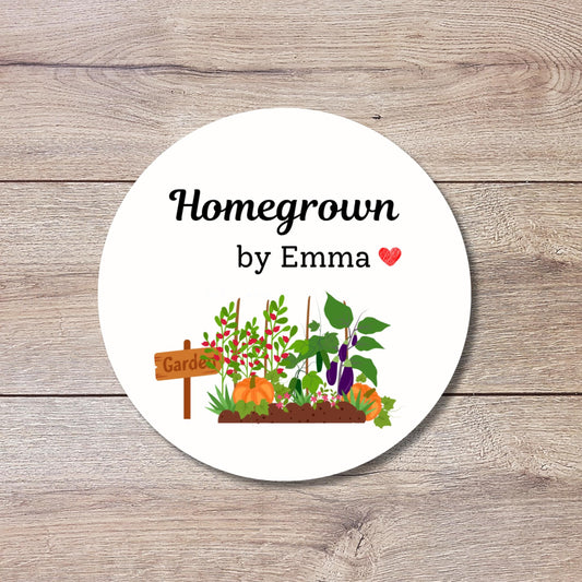 Homegrown Vegetable Personalized Stickers, Customized Labels for Gardening, Fresh Produce Farmers Market Packaging Labels