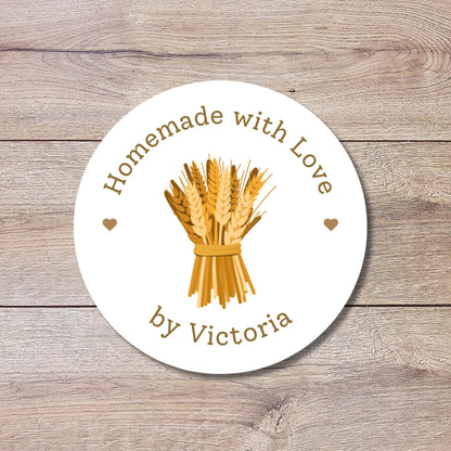 Personalized Homemade with Love Stickers, Customized Baked Goods Small Business Bakery Packaging Labels