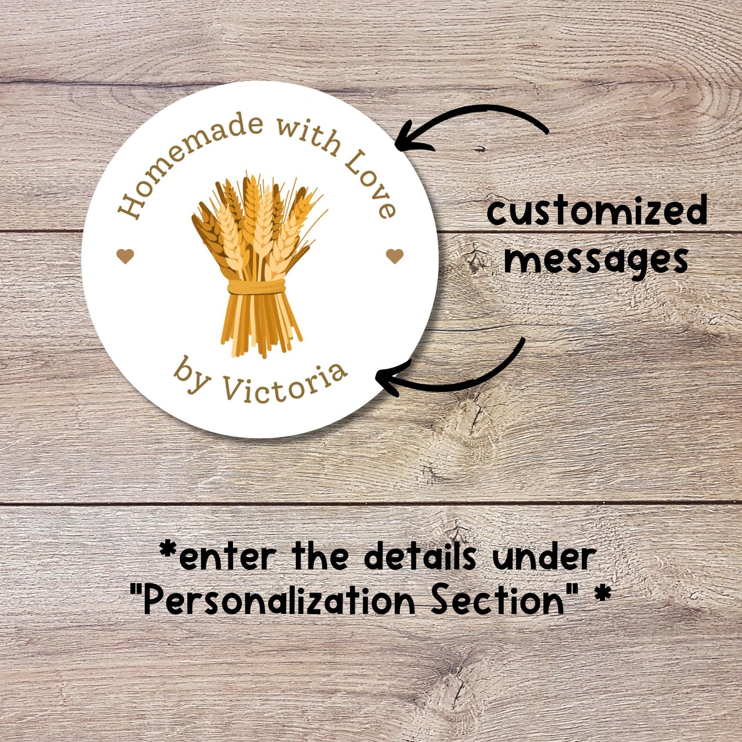 Personalized Homemade with Love Stickers, Customized Baked Goods Small Business Bakery Packaging Labels