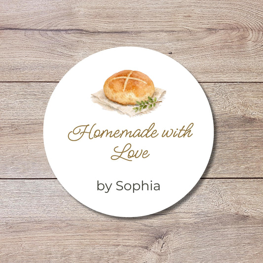 Personalized Homemade with Love Stickers, Customized Baked Goods Small Business Bakery Packaging Labels