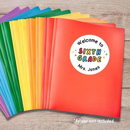 Personalized Back to School Stickers, Welcome to Kindergarten First Grade First Day of School Label Sticker, School Day Teacher Folder Label