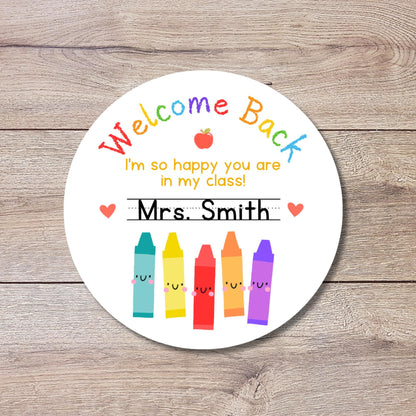 Personalized Welcome to Class First Day of School Labels, Kinder First Second Third Teacher Folder Stickers