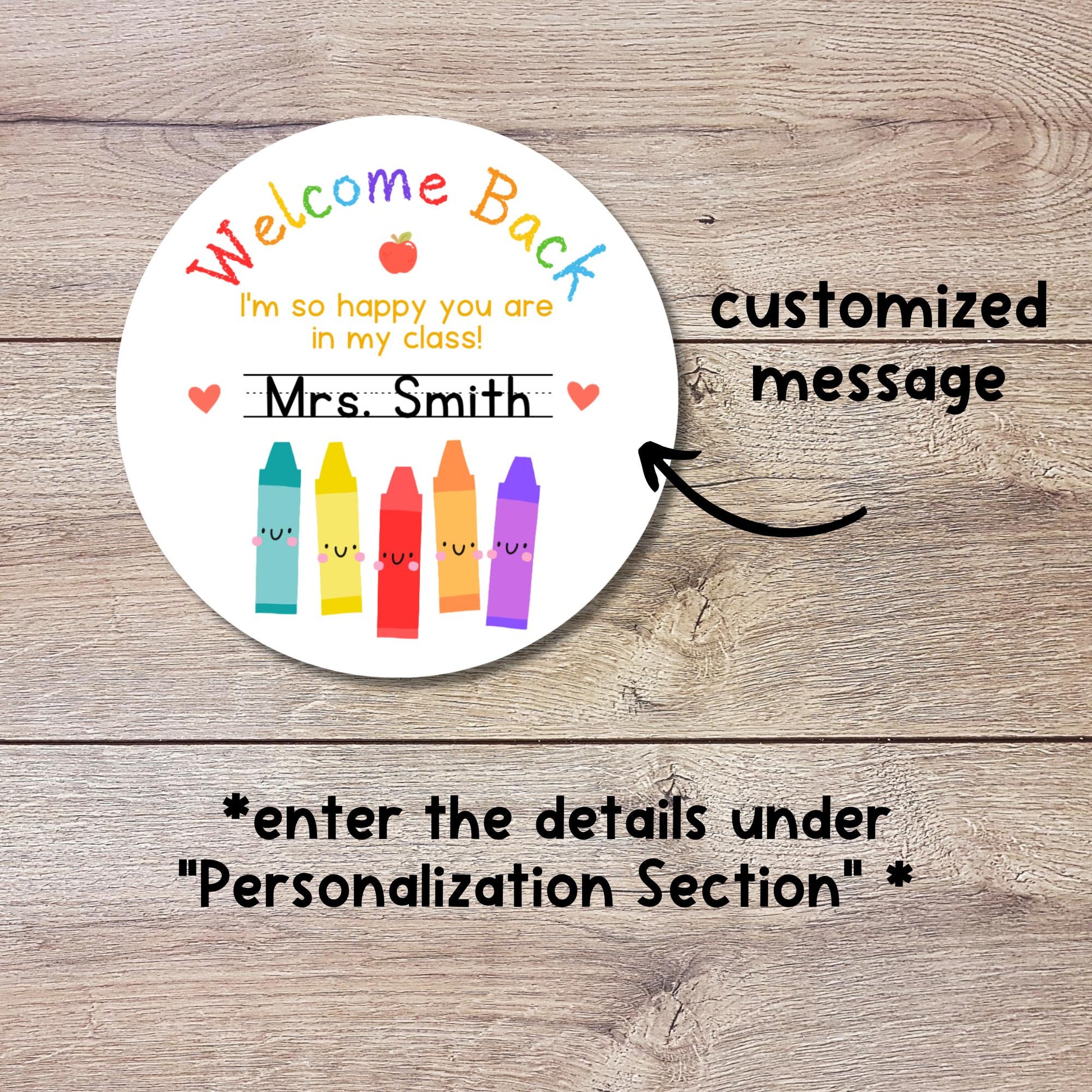 Personalized Welcome to Class First Day of School Labels, Kinder First Second Third Teacher Folder Stickers