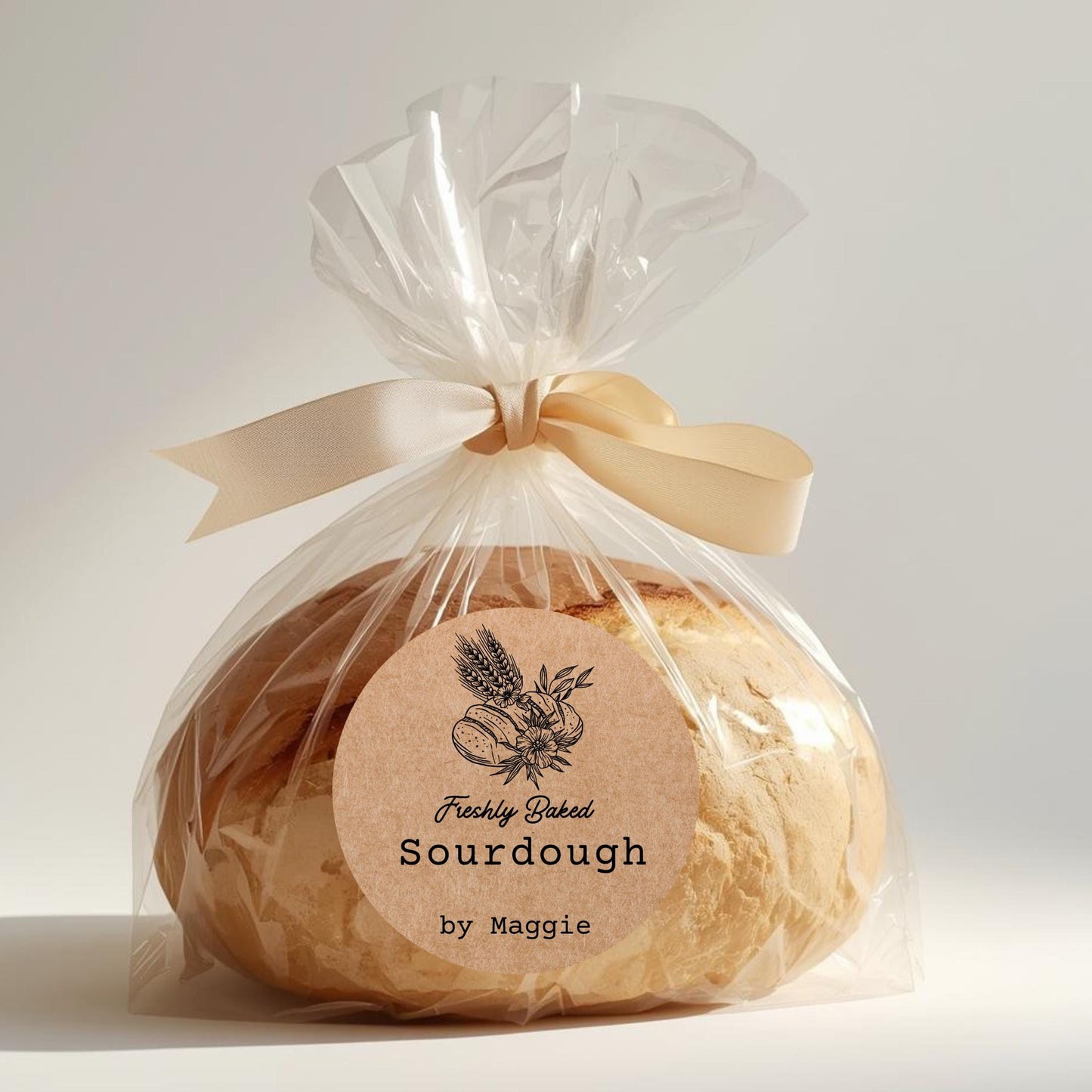 Personalized Freshly Baked Sourdough Stickers, Custom Homemade Small Business Bakery Packaging Labels