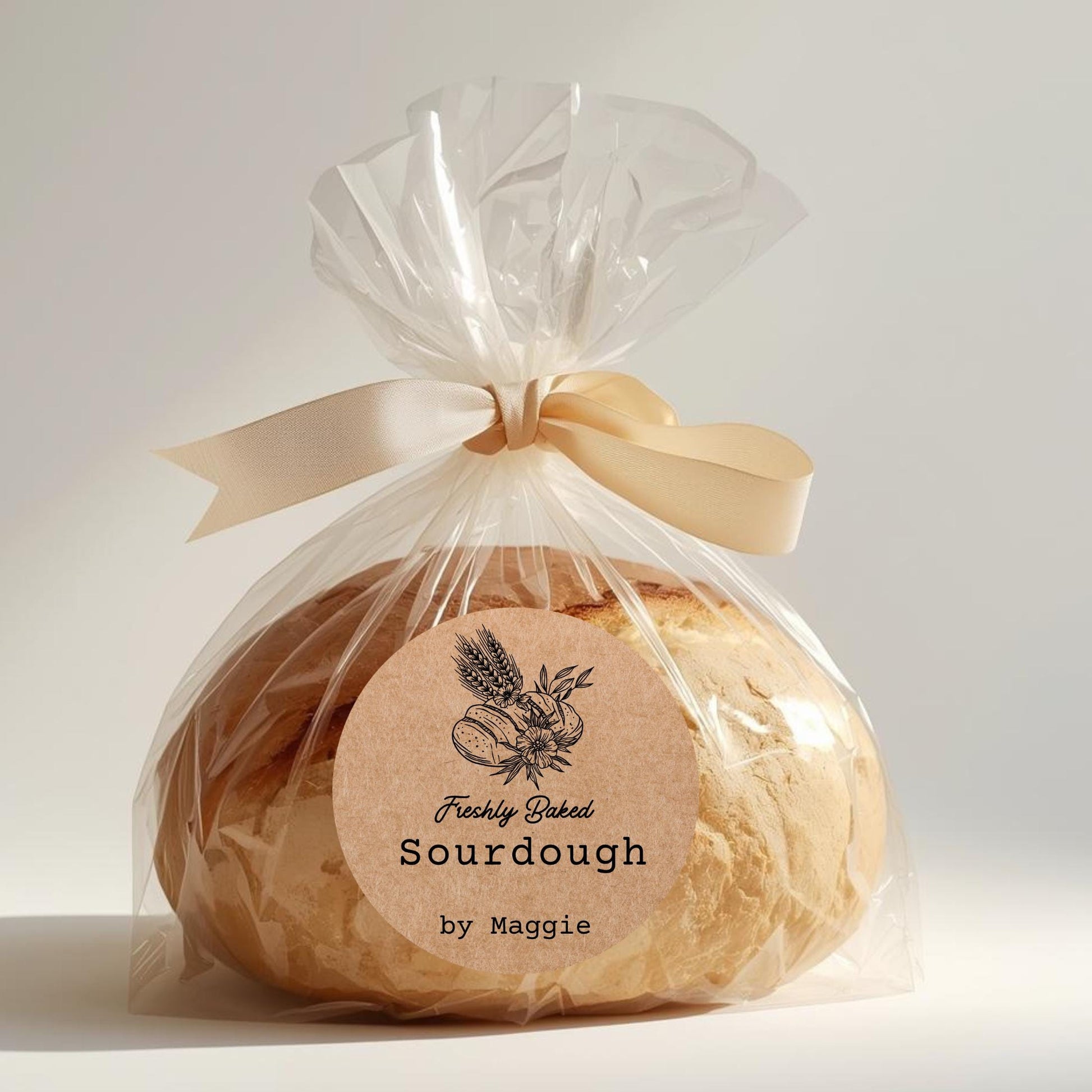 Personalized Freshly Baked Sourdough Stickers, Custom Homemade Small Business Bakery Packaging Labels