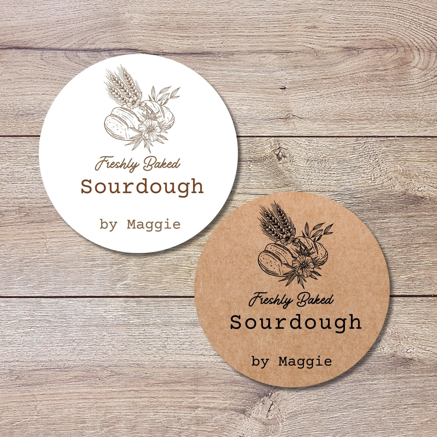Personalized Freshly Baked Sourdough Stickers, Custom Homemade Small Business Bakery Packaging Labels