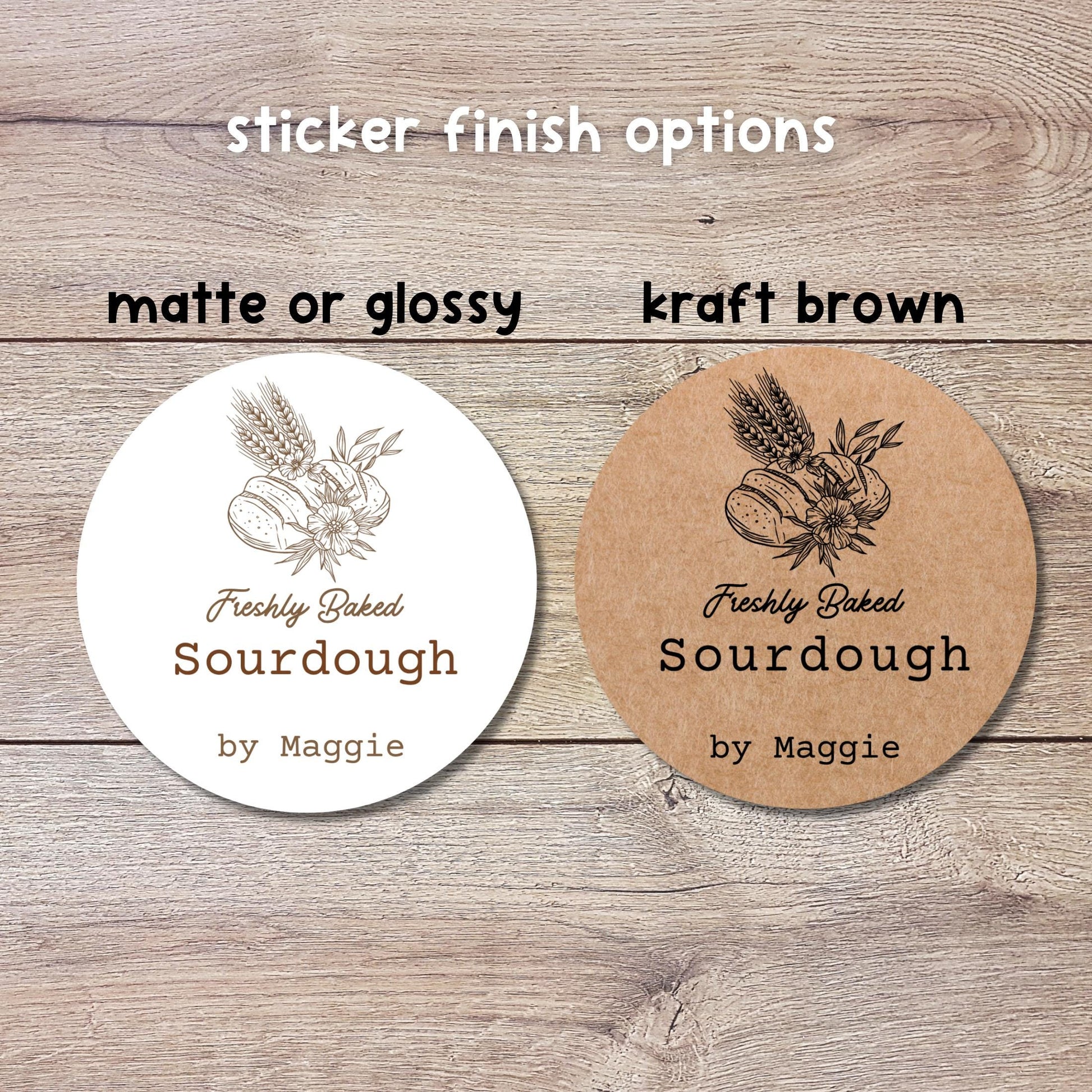 Personalized Freshly Baked Sourdough Stickers, Custom Homemade Small Business Bakery Packaging Labels