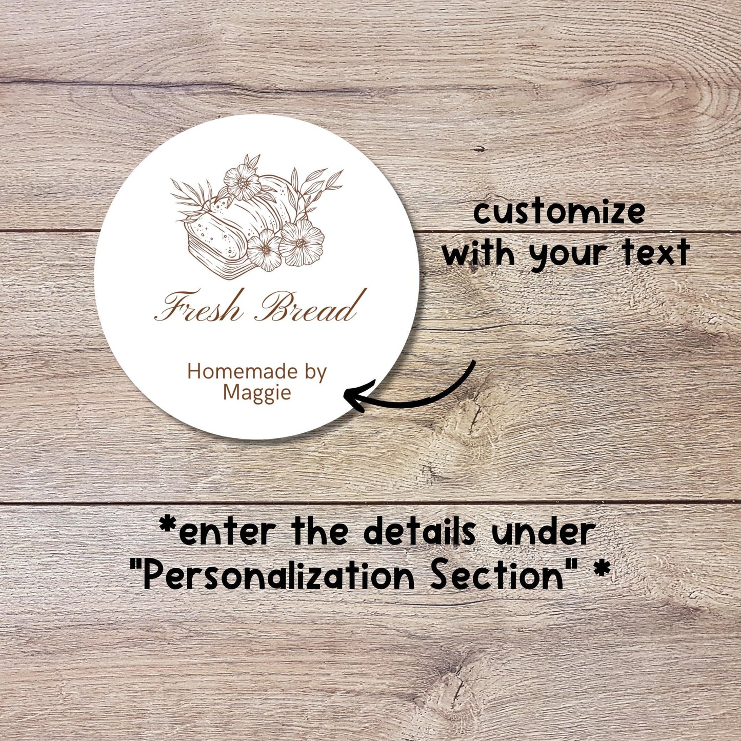 Personalized Fresh Bread Homemade By Stickers, Custom Baking Small Business Bakery Packaging Labels