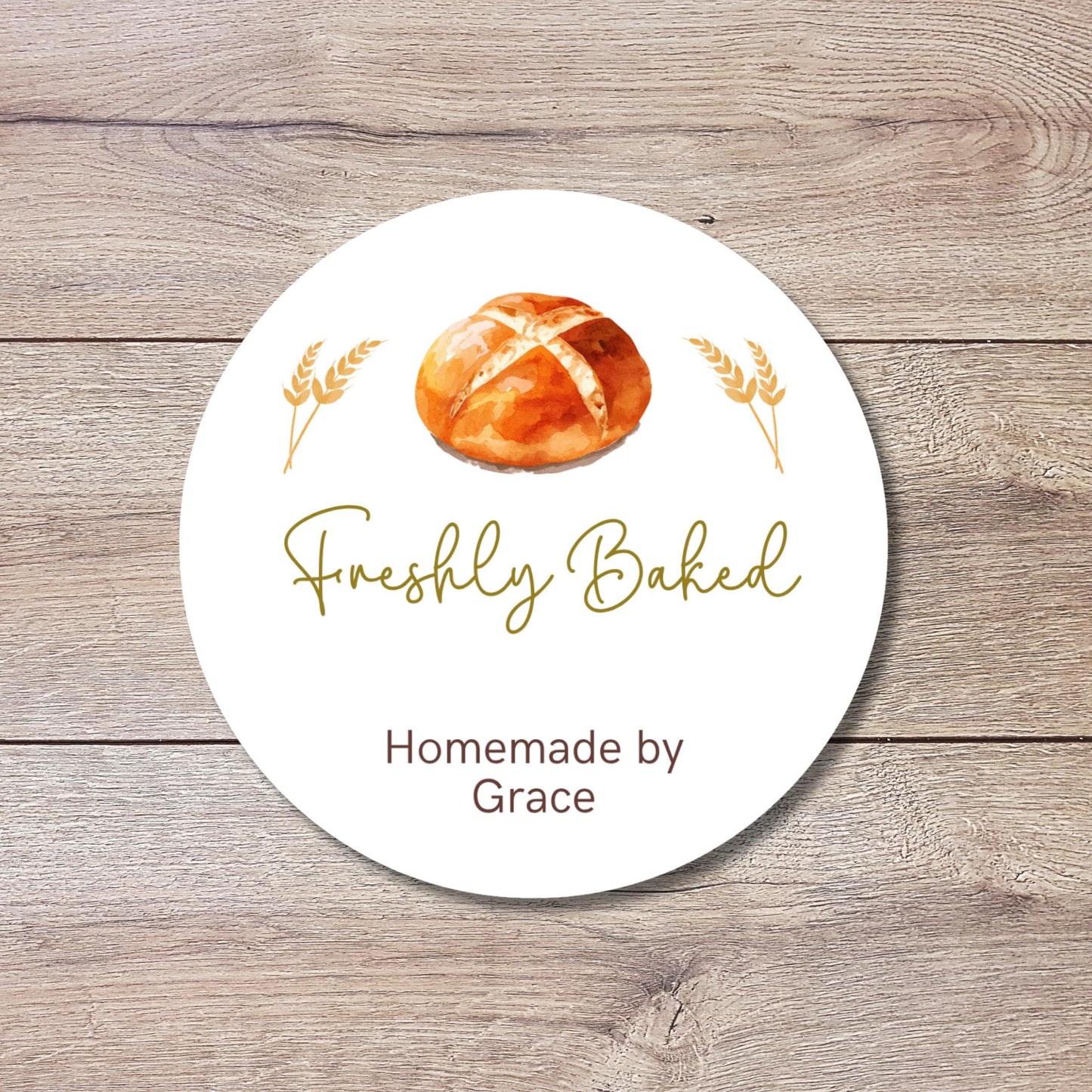 Personalized Freshly Baked Homemade by Stickers, Customized Baked Goods Small Business Bakery Packaging Labels