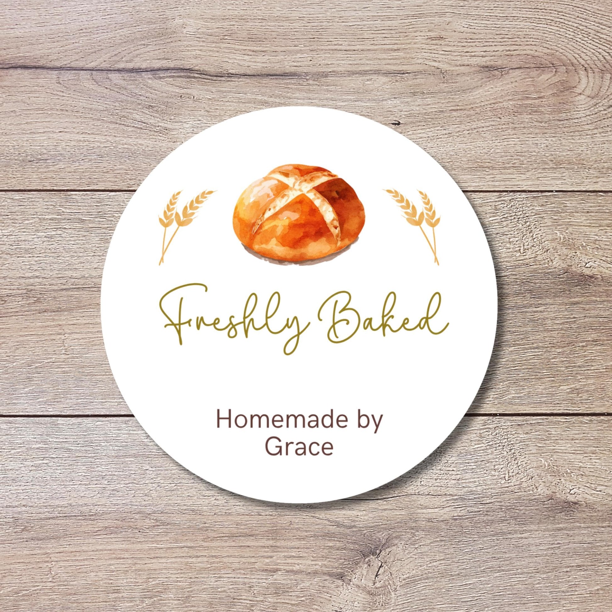 Personalized Freshly Baked Homemade by Stickers, Customized Baked Goods Small Business Bakery Packaging Labels
