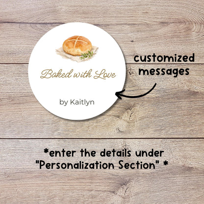 Personalized Homemade with Love Stickers, Customized Baked Goods Small Business Bakery Packaging Labels