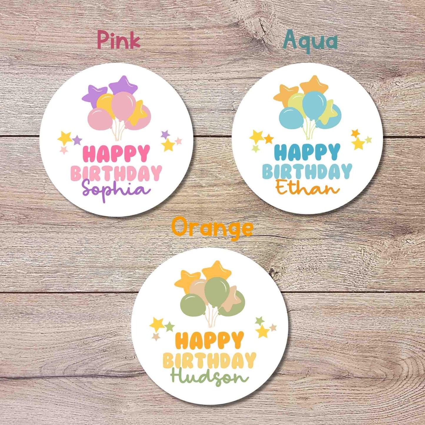 Personalized Happy Birthday Stickers, Custom Thank You Kids All Ages Party Favor Gift Bags Labels