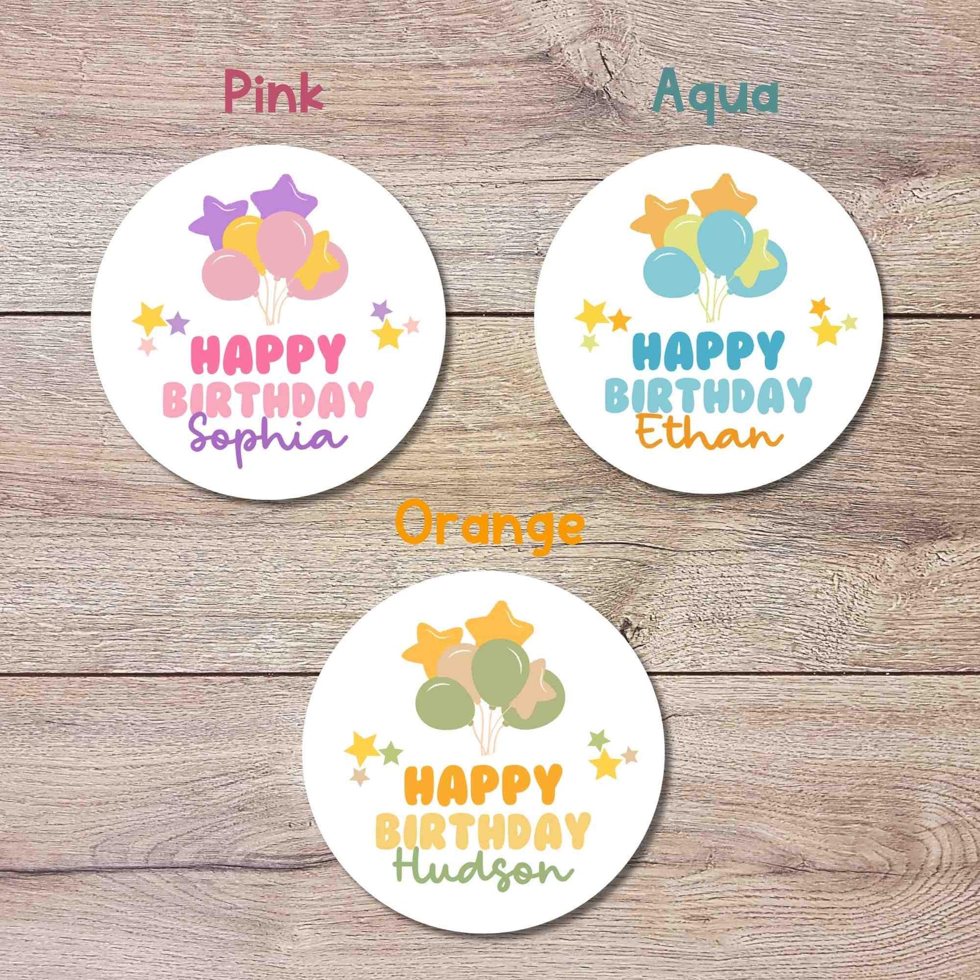 Personalized Happy Birthday Stickers, Custom Thank You Kids All Ages Party Favor Gift Bags Labels