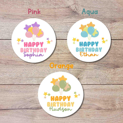 Personalized Happy Birthday Stickers, Custom Thank You Kids All Ages Party Favor Gift Bags Labels