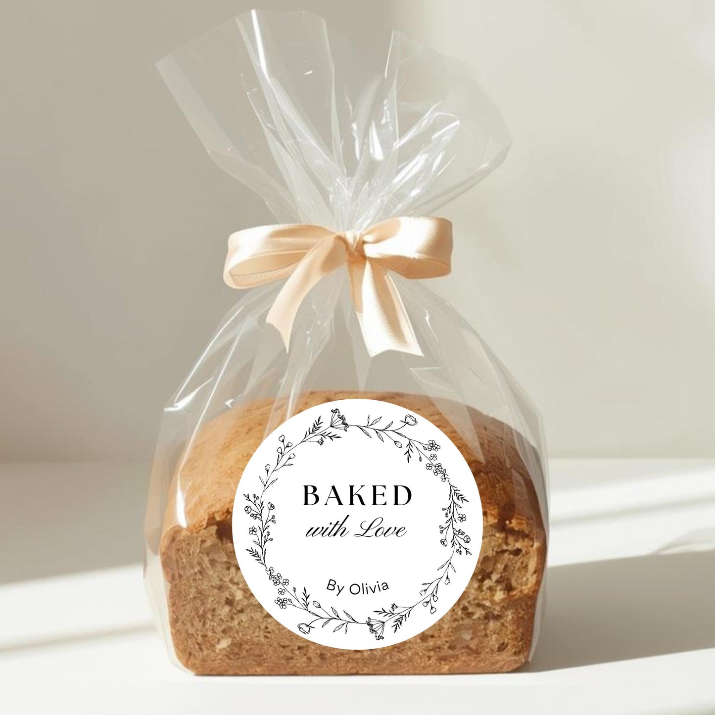 Personalized Homemade with Love Floral Wreath Stickers, Customized Handmade Small Business Bakery Packaging Labels