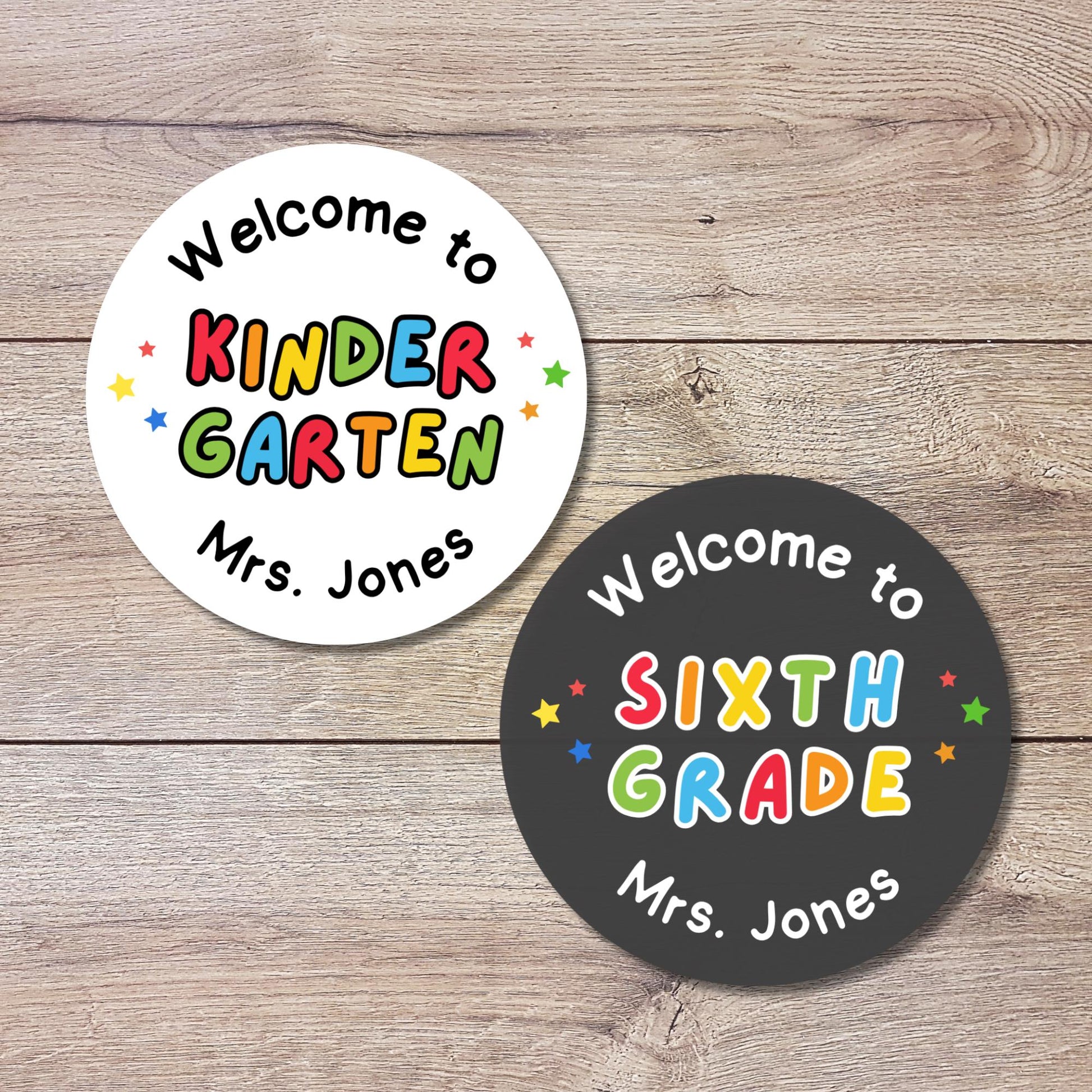 Personalized Back to School Stickers, Welcome to Kindergarten First Grade First Day of School Label Sticker, School Day Teacher Folder Label