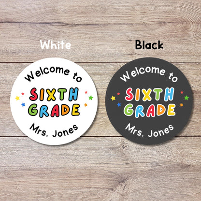 Personalized Back to School Stickers, Welcome to Kindergarten First Grade First Day of School Label Sticker, School Day Teacher Folder Label