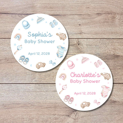 Personalized Baby Shower Stickers, Custom Thank You for Showering Girls Boys Baby Sprinkle Labels