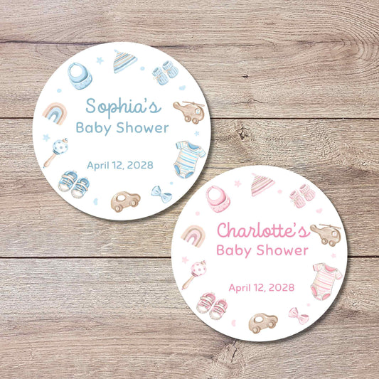 Personalized Baby Shower Stickers, Custom Thank You for Showering Girls Boys Baby Sprinkle Labels