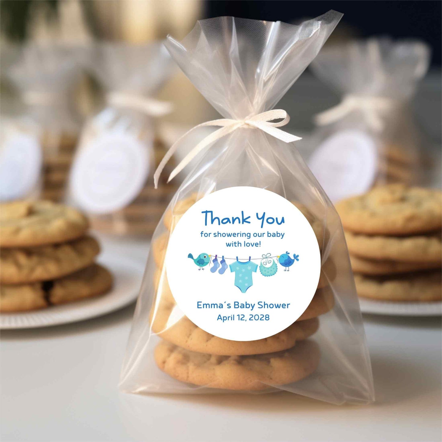 Personalized Baby Shower Stickers, Custom Thank You for Showering Boy Girl Baby Sprinkle Labels