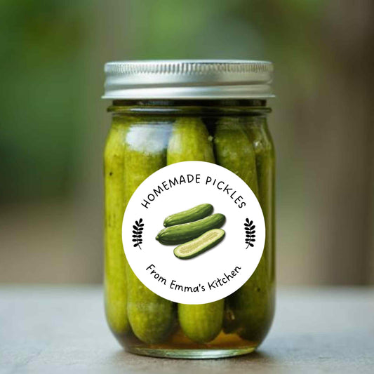 Personalized Dill Pickles Stickers, Custom Homemade Pickle Canning with Date Line Labels