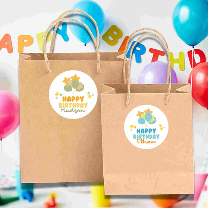 Personalized Happy Birthday Stickers, Custom Thank You Kids All Ages Party Favor Gift Bags Labels