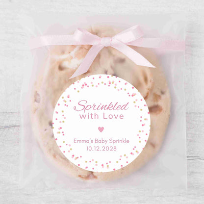 Personalized Sprinkled with Love Baby Shower Stickers, Custom Thank You for Showering Baby Boy Girl Labels