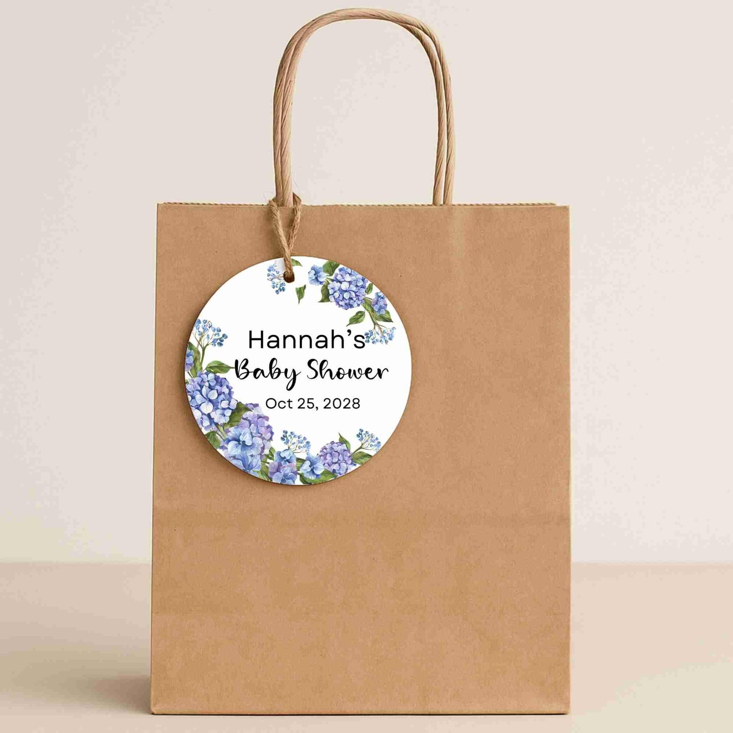 Personalized Hydrangea Baby Shower Gift Tags, Custom Thank You for Coming Party Favor Baby Sprinkle Tags