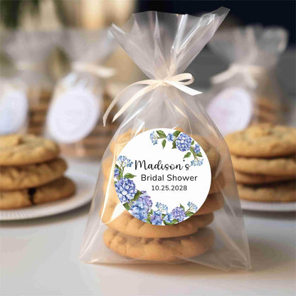 Hydrangea Floral Bridal Shower Favor Stickers, Custom Thank You Labels, Personalized Bridal Shower Bride-to-Be Party Favor