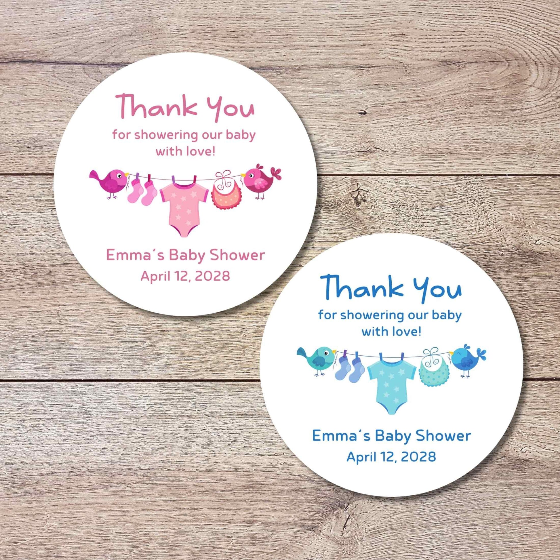 Personalized Baby Shower Stickers, Custom Thank You for Showering Boy Girl Baby Sprinkle Labels