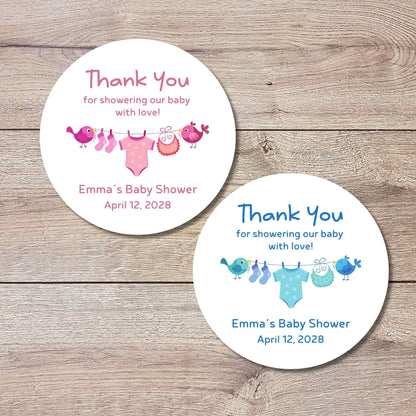 Personalized Baby Shower Stickers, Custom Thank You for Showering Boy Girl Baby Sprinkle Labels