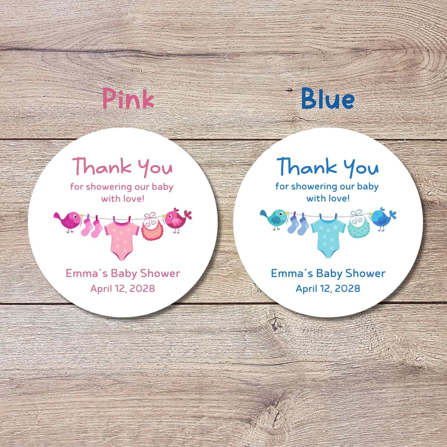 Personalized Baby Shower Stickers, Custom Thank You for Showering Boy Girl Baby Sprinkle Labels