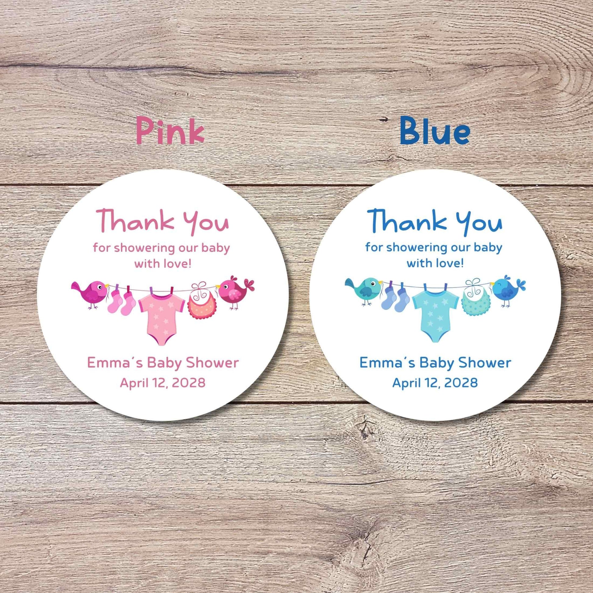 Personalized Baby Shower Stickers, Custom Thank You for Showering Boy Girl Baby Sprinkle Labels