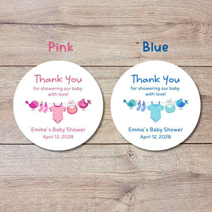 Personalized Baby Shower Stickers, Custom Thank You for Showering Boy Girl Baby Sprinkle Labels