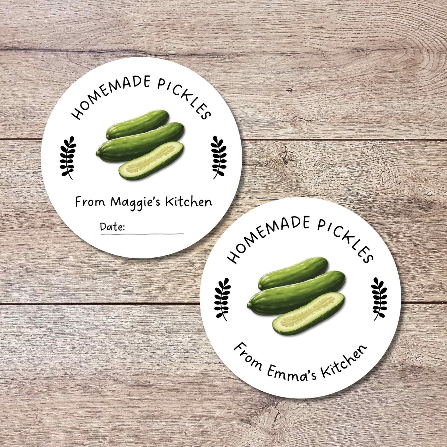 Personalized Dill Pickles Stickers, Custom Homemade Pickle Canning with Date Line Labels