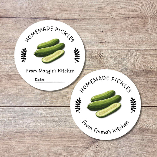Personalized Dill Pickles Stickers, Custom Homemade Pickle Canning with Date Line Labels