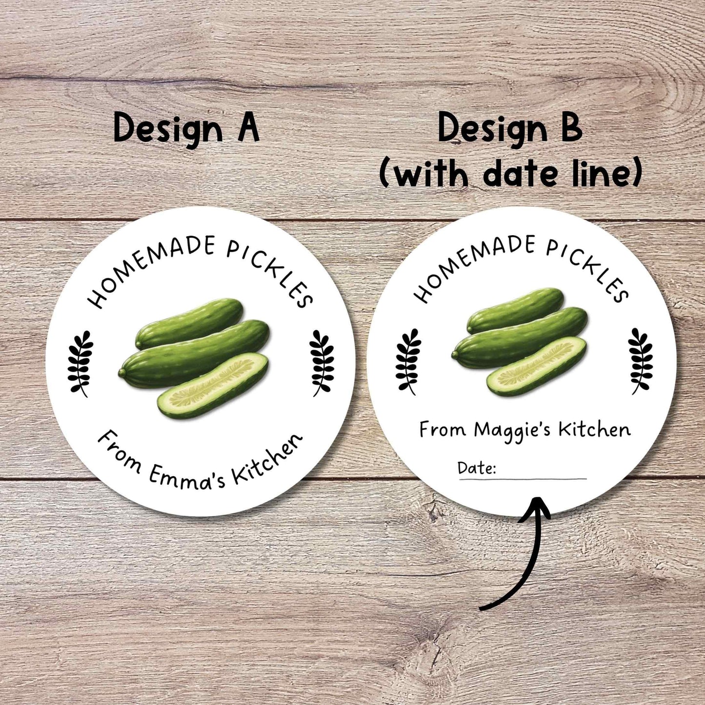 Personalized Dill Pickles Stickers, Custom Homemade Pickle Canning with Date Line Labels