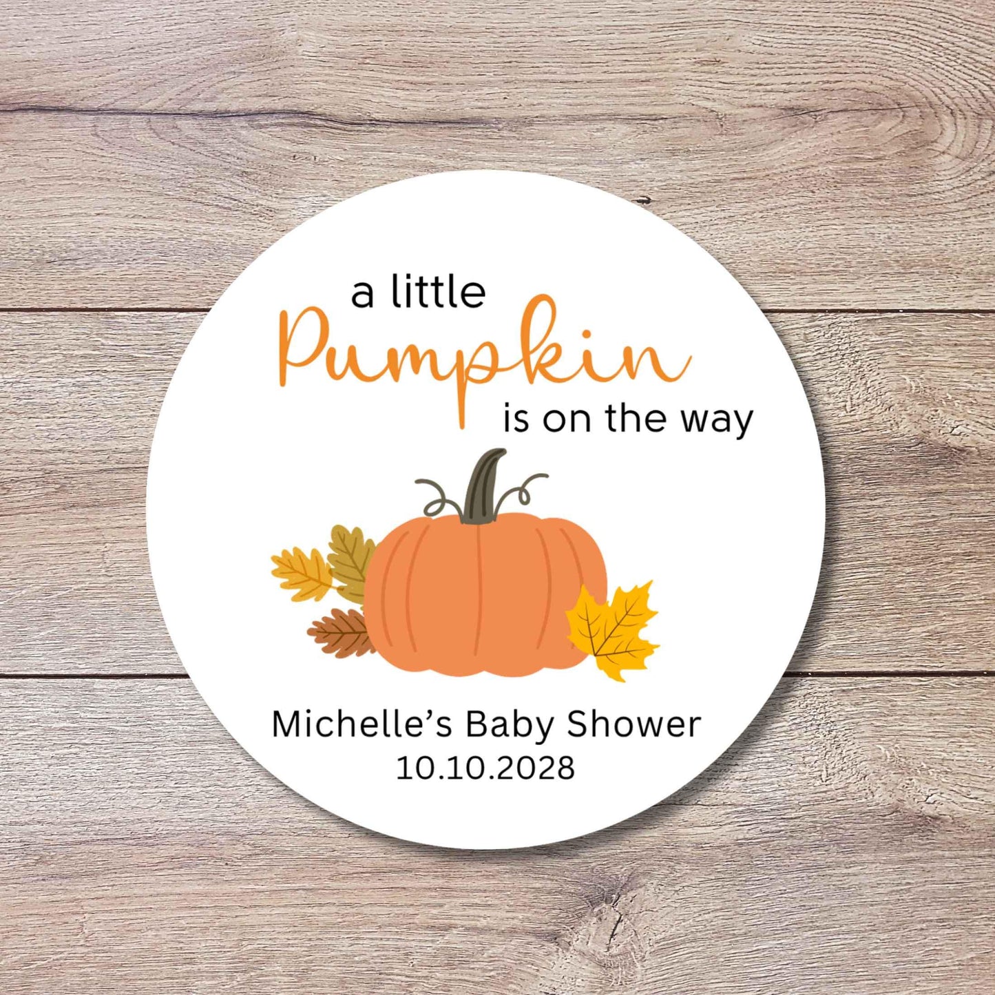 Personalized A Little Pumpkin is on the Way Baby Shower Stickers, Custom Baby Sprinkle Thank You Party Favor Gift Labels