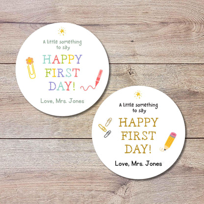 Personalized A Little Something to Say Happy First Day, Welcome Back to School Sticker, Teacher Folder Label for Kindergarten Any Grades