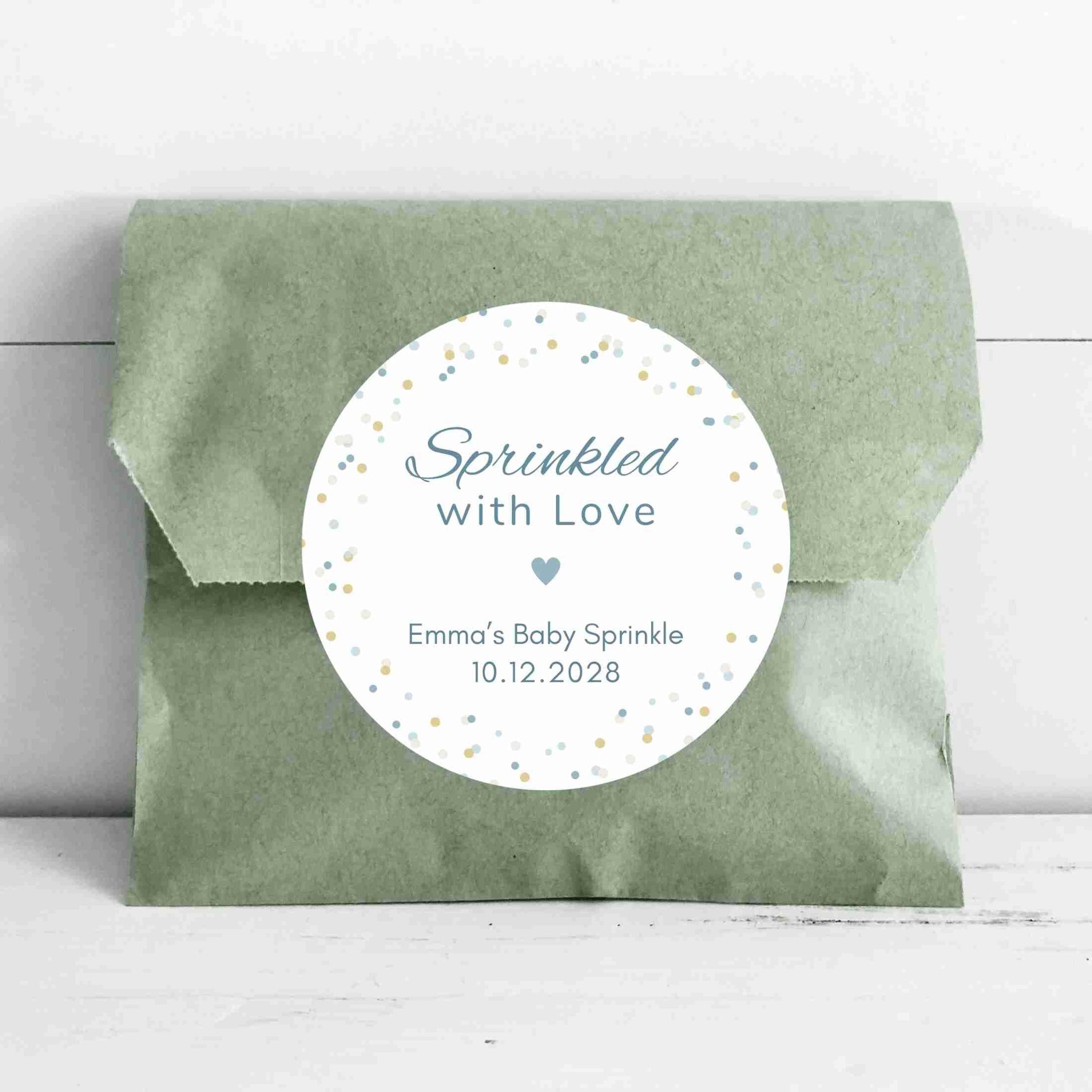 Personalized Sprinkled with Love Baby Shower Stickers, Custom Thank You for Showering Baby Boy Girl Labels